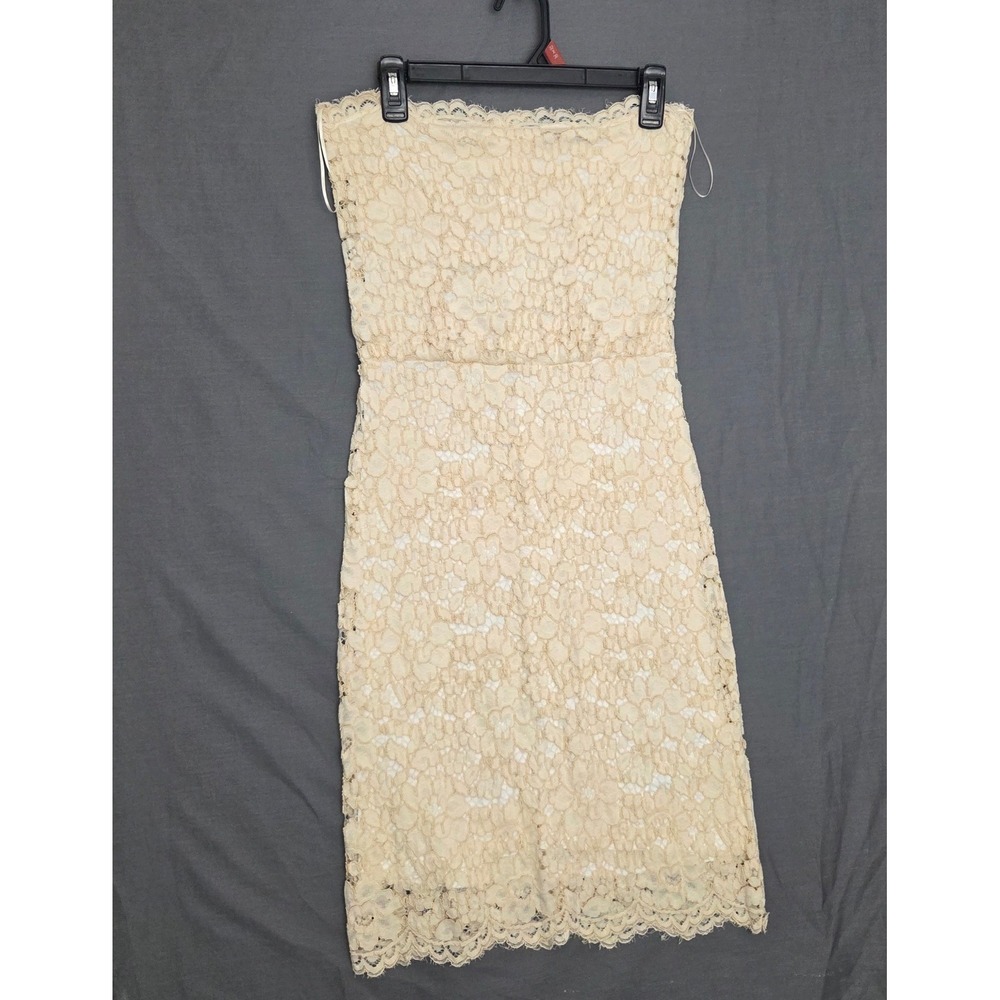 Zara W&B Collection Cream‎ Floral Lace Strapless Mini Dress Ivory Size M